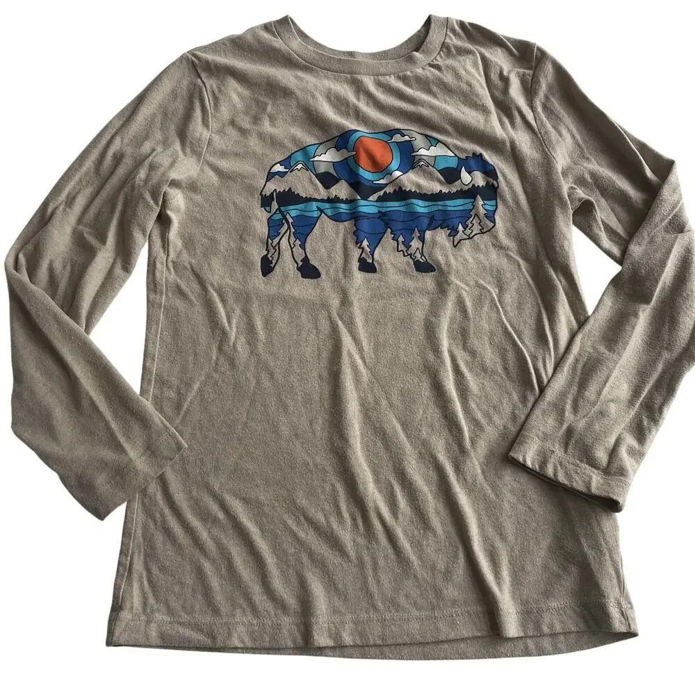 Old Navy Light Brown Long Sleeve Graphic T-Shirt